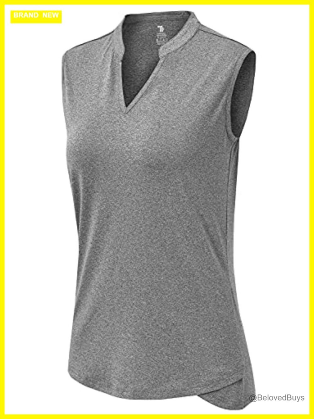 Sleeveless Golf Polo Shirt V Neck Collarless Tennis Top UV Protection Quick Dry
